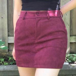 Forever21 - Burgundy Textured Velvet Mini Skirt